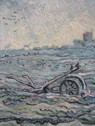 Snow-Covered Field with a Harrow